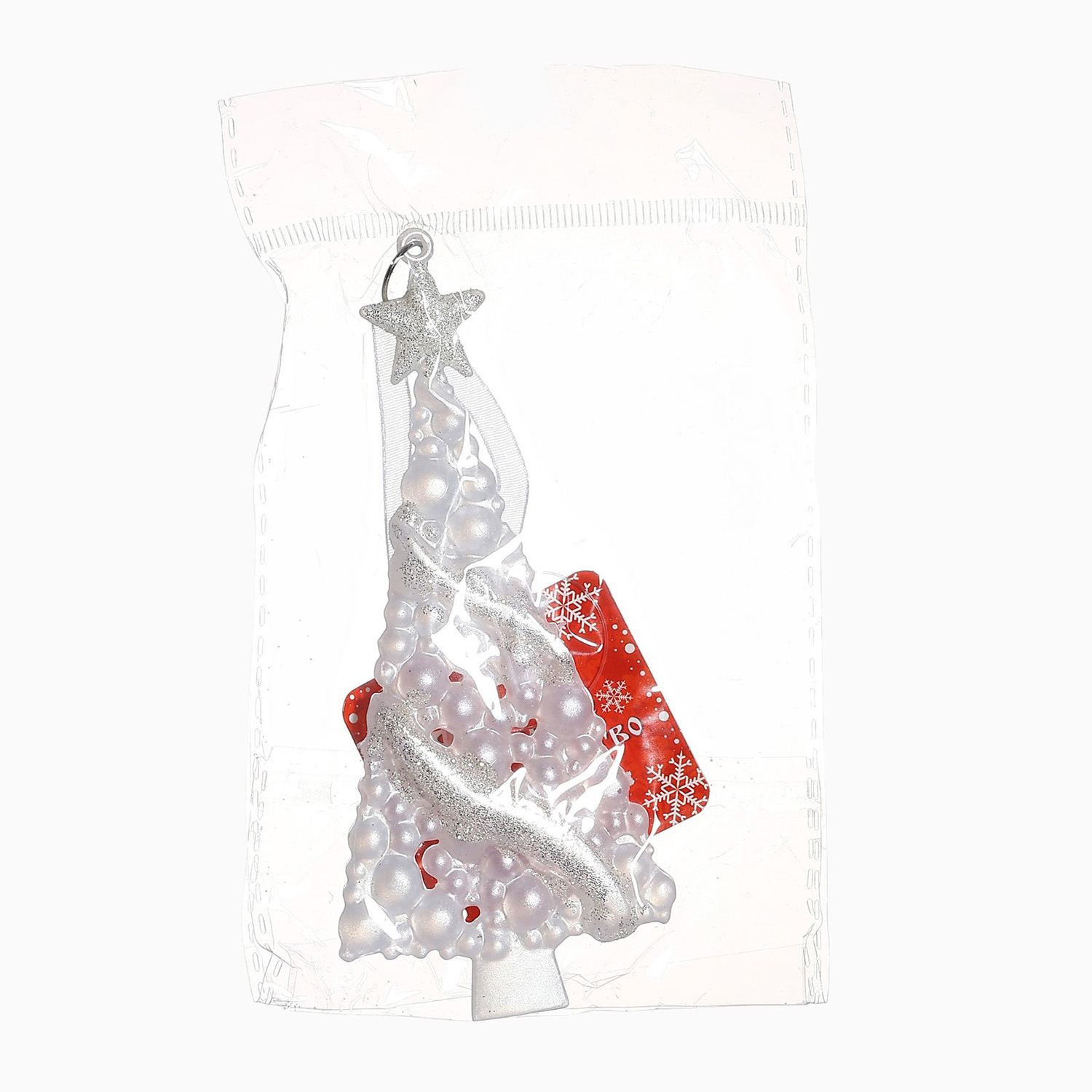 Украшение ёлочное "Ёлка нарядная блеск" 7х14 см, белый 6953979
