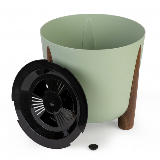 Кашпо пластм. "Жардин" 9л d верха 260мм h255мм с съем дрен.решеткой Оливковый М9143 *1/4