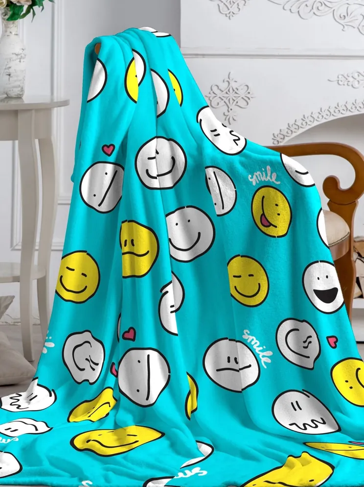 Плед детский микрофибра 150*200см Смайлики бирюза Павлинка *1 Плед детский микрофибра 150*200см Смайлики бирюза Павлинка *1