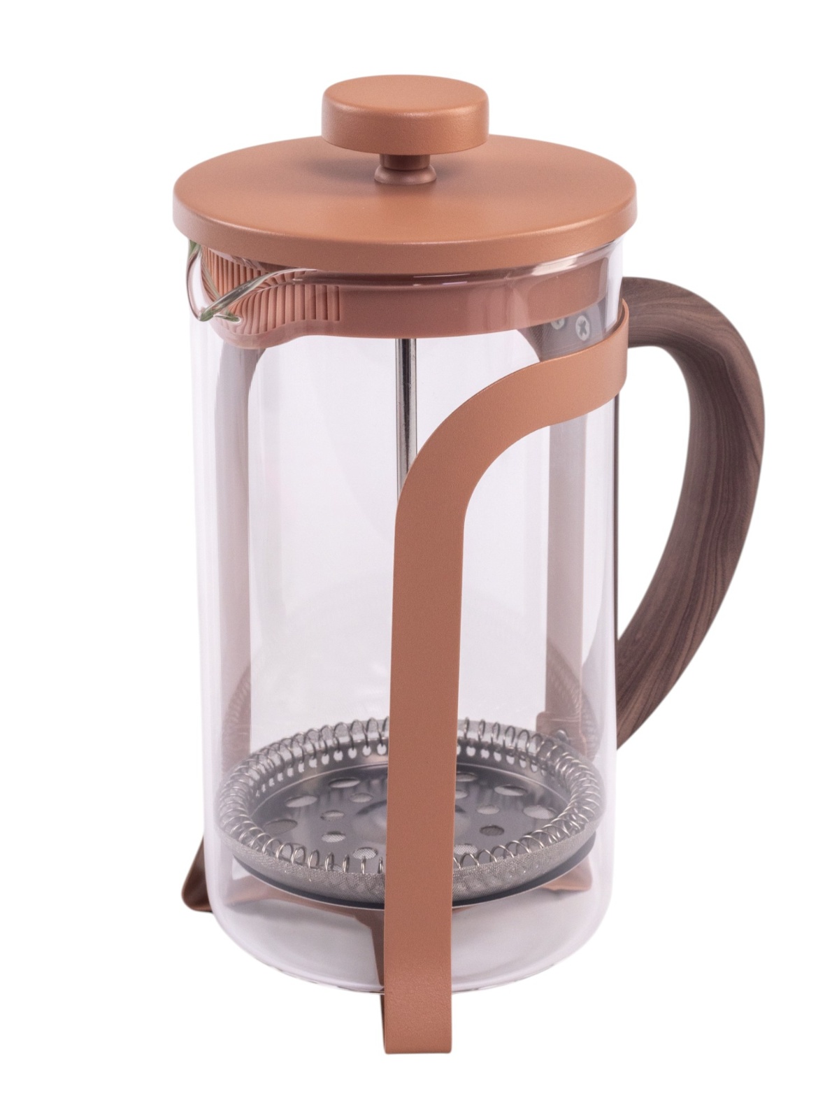 Чайник заварочный "френч-пресс" жаропрочное стекло "Color&wood" 600мл Карамель DMF262 "Domenik" *1/6