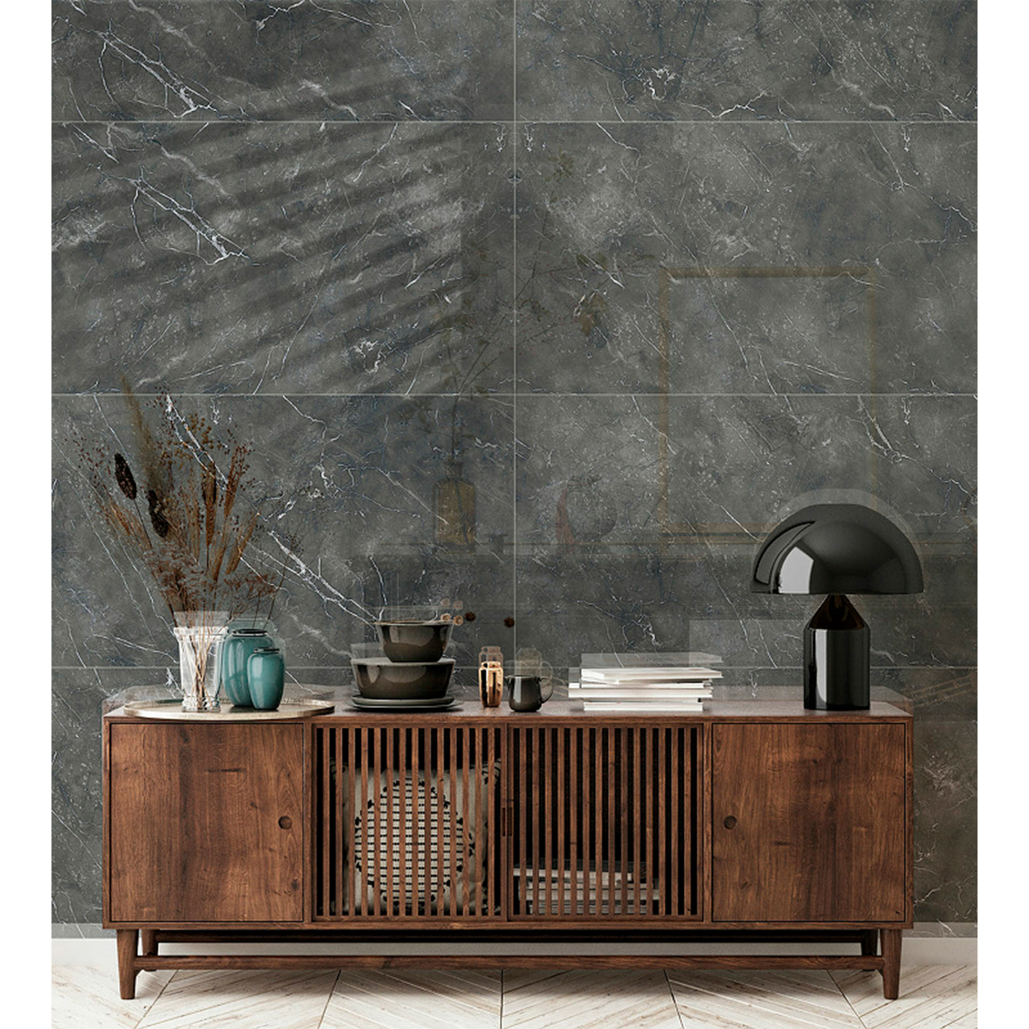 Керамогранит 1.44 м² Global Tile Lucciano GT120606309PR/32, 1200х600х8.5 мм, полированный, темно-серый Керамогранит 1.44 м² Global Tile Lucciano GT120606309PR/32, 1200х600х8.5 мм, полированный, темно-серый