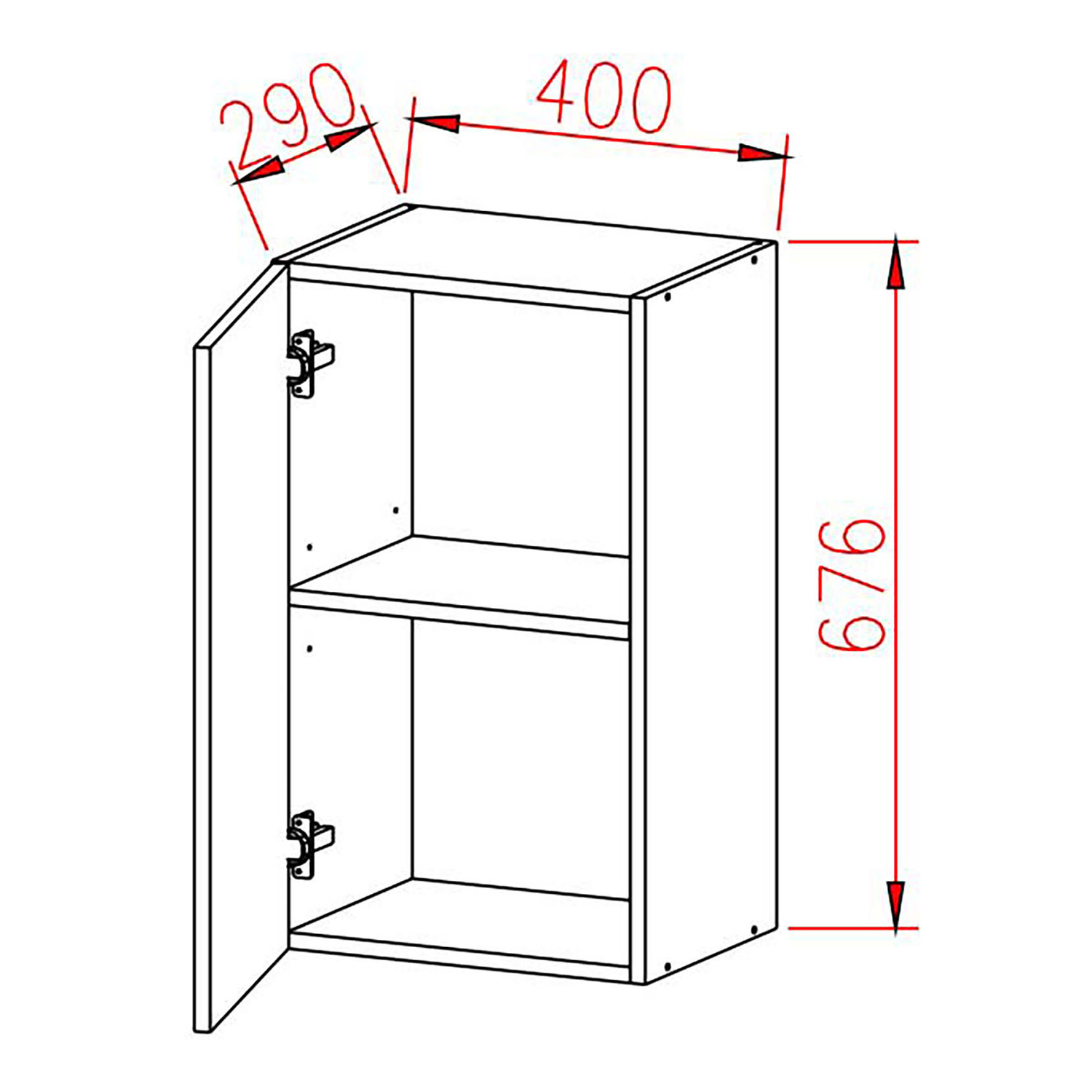 Шкаф навесной 400х676х290 мм BROZEX-WOOD Стиль, с дверцей, белый / светло-бежевый
