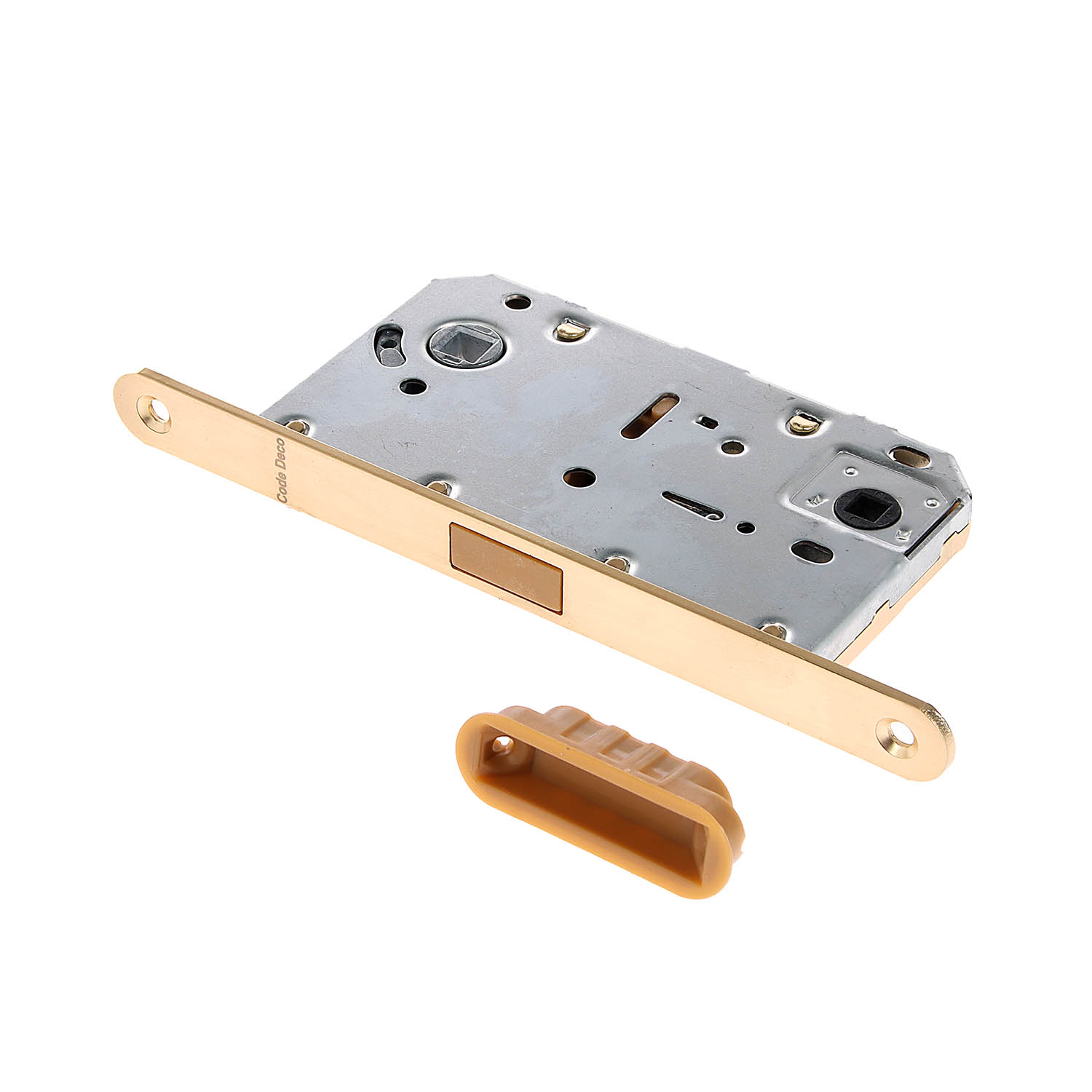 Защелка врезная п/ручку и фиксатор ЗОЛОТО сатинированное БЕСШУМНАЯ 5300-MC-WC-GMS Code Deco *1/40