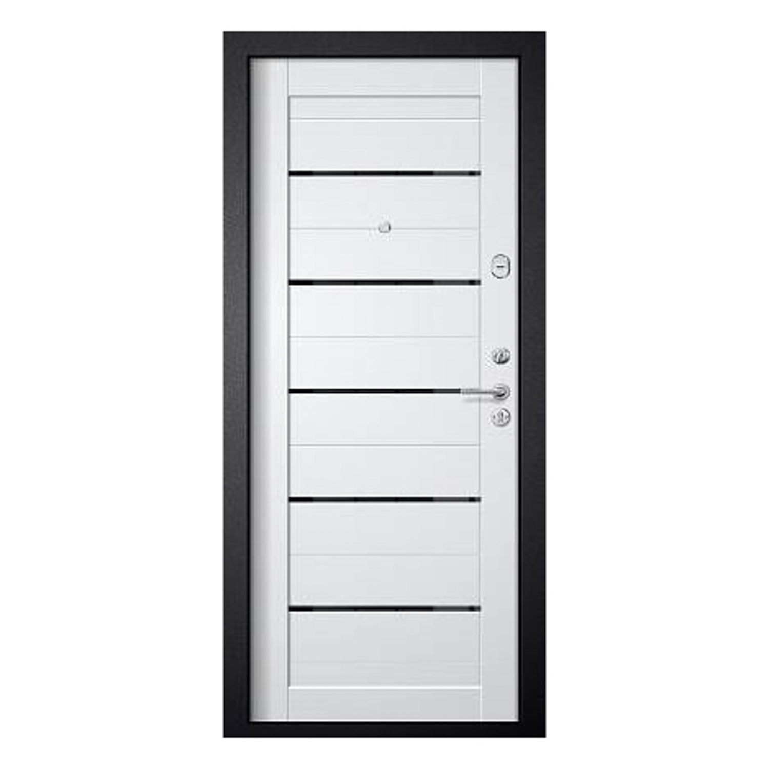 Дверь входная 2050х960х60 мм Двери Гуд М-2 GOODMAN, со стеклом, левая, черный шелк/белый