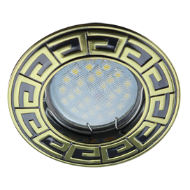 Светильник встраиваемый MR16 DL110A GU5.3 Ecola Антик ЧернХром/Золото 24x86 FM1602EFF *10/100