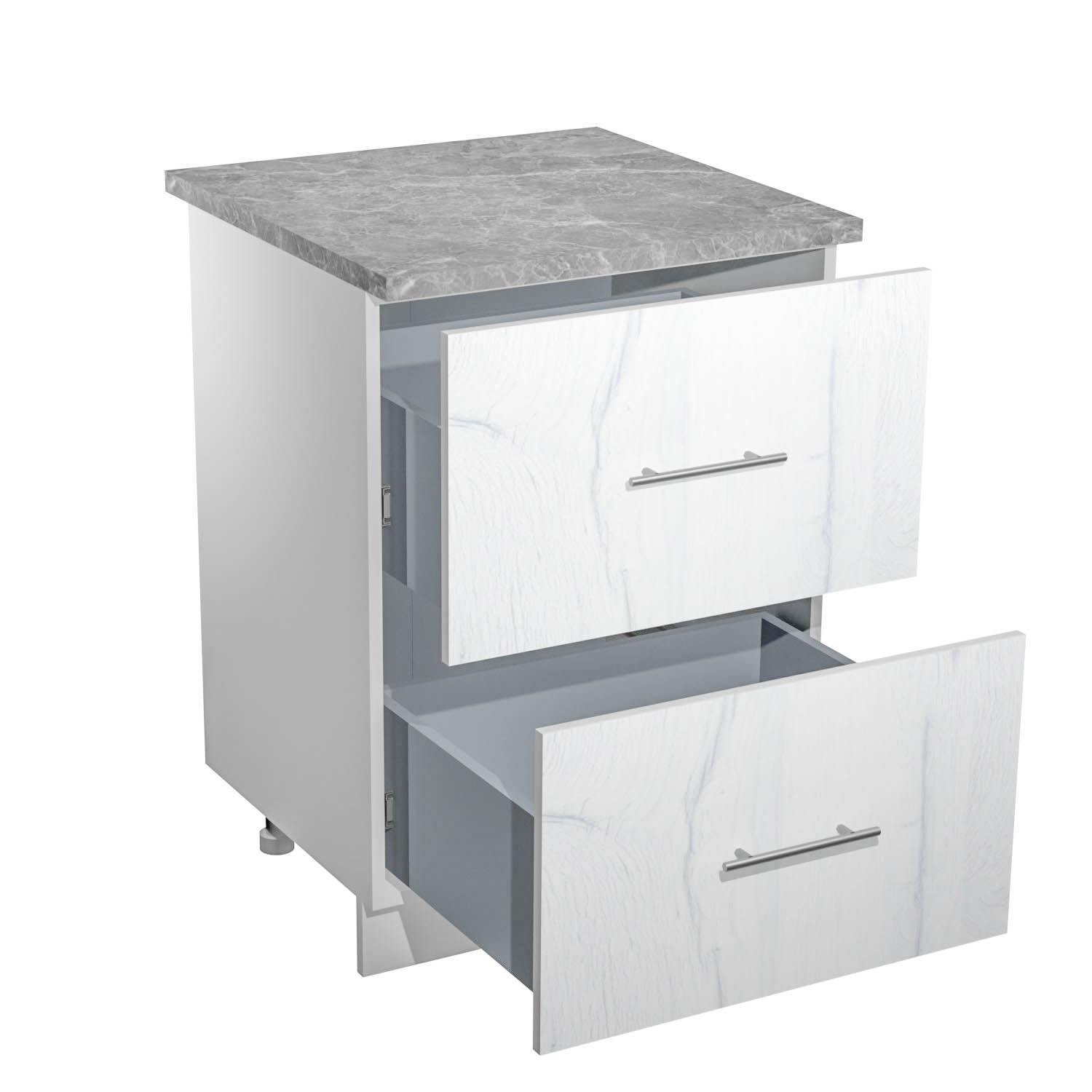 Шкаф напольный 600х850х600 мм BROZEX-WOOD Camellia, с двумя ящиками, серый / юта