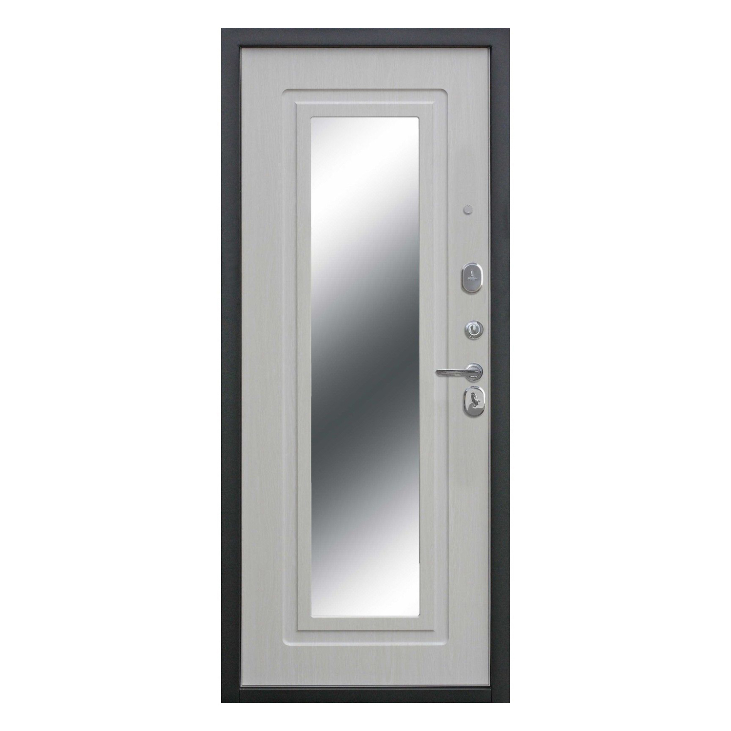 Дверь металлическая 6 см Царское зеркало Серебро Белый ясень 860х2050 ЛЕВАЯ ФЕРРОНИ *1