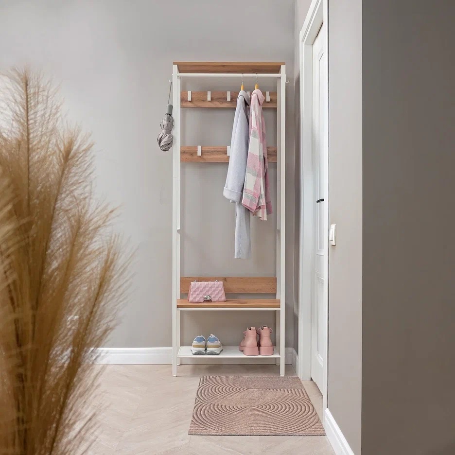 Вешалка напольная 67х30х187 см ЗМИ Торонто 23Л, дерево/белый