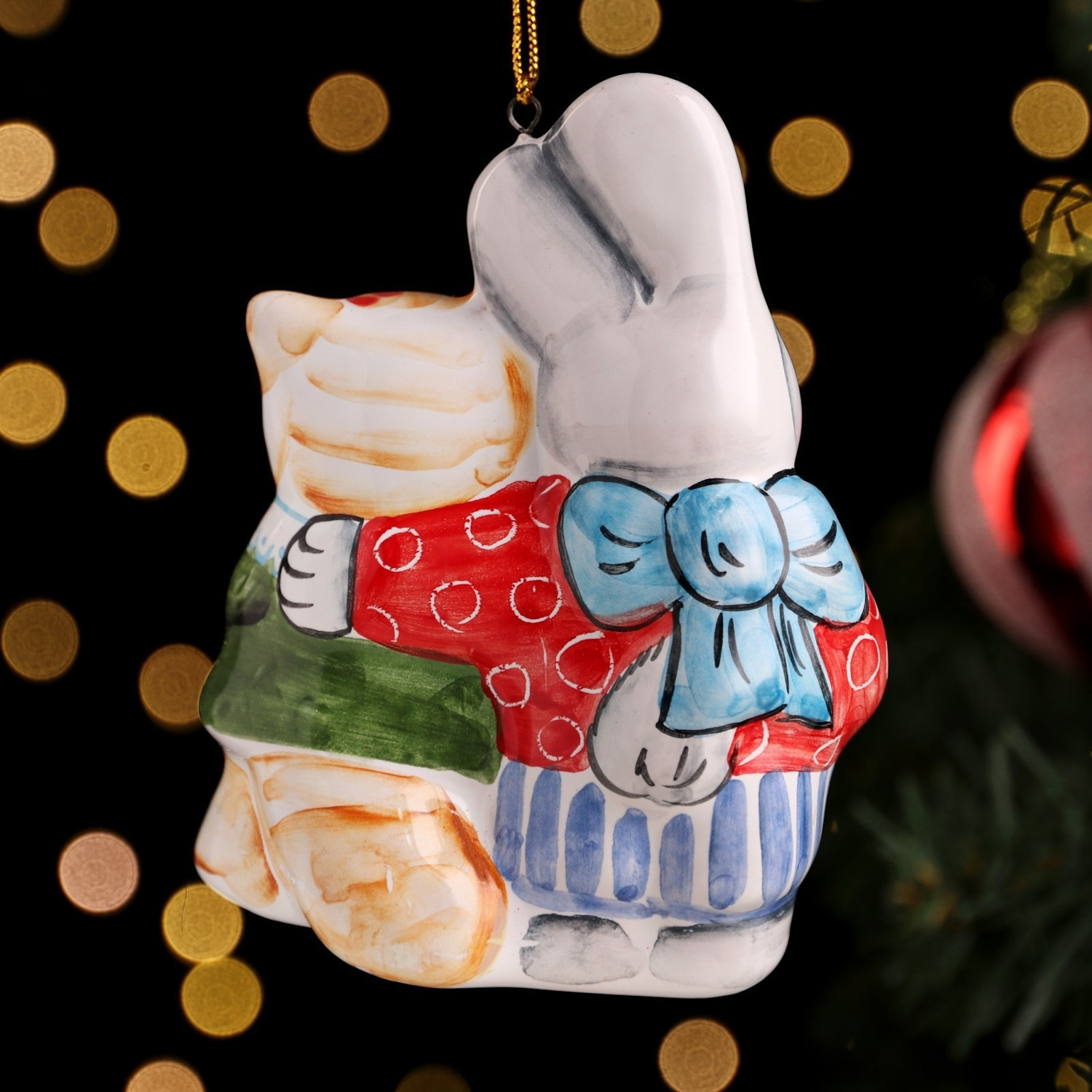 Елочная игрушка "Заяц с котом" 9214750