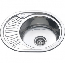 Мойка нерж.врезная 570х450х160мм 0,6мм ПРАВАЯ (с сифоном) выпуск 3 1/2" *1/12 Мойка нерж.врезная 570х450х160мм 0,6мм ПРАВАЯ (с сифоном) выпуск 3 1/2" *1/12