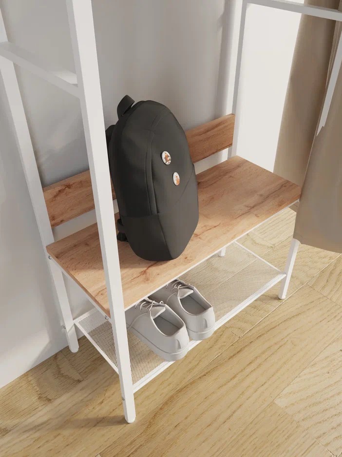 Вешалка напольная 67х30х187 см ЗМИ Торонто 23Л, дерево/белый