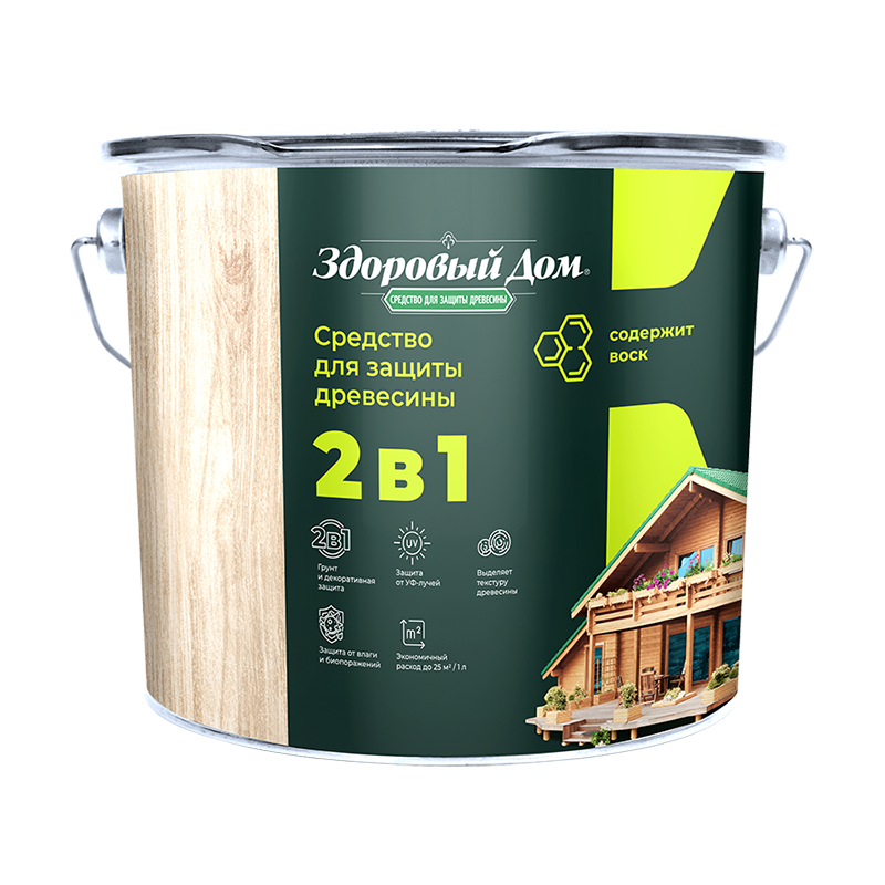 Защитно-декоративное покрытие 2.7 л для древесины Здоровый Дом 2 в 1, палисандр Защитно-декоративное покрытие 2.7 л для древесины Здоровый Дом 2 в 1, палисандр