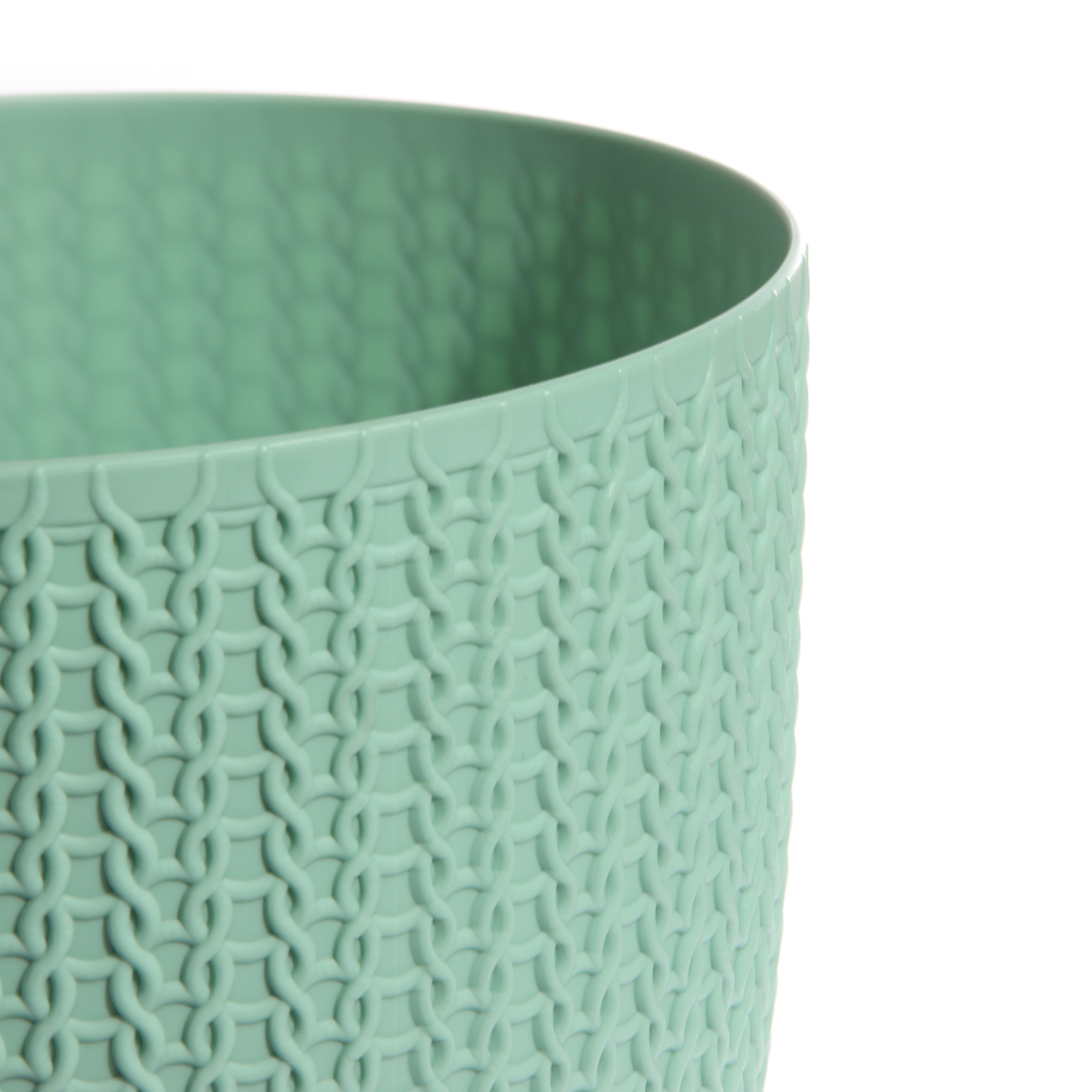 Кашпо пластм. "Вязание" 1,9л д.155мм с поддоном Фисташковый М3120 ("М-Пластика") *1/20