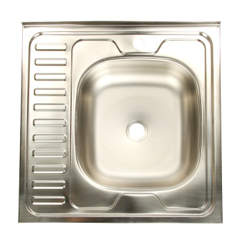 Мойка нерж.накладн.600х600х150мм 0,5 мм ПРАВАЯ без сифона, выпуск 1 1/2" *1/18 Мойка нерж.накладн.600х600х150мм 0,5 мм ПРАВАЯ без сифона, выпуск 1 1/2" *1/18