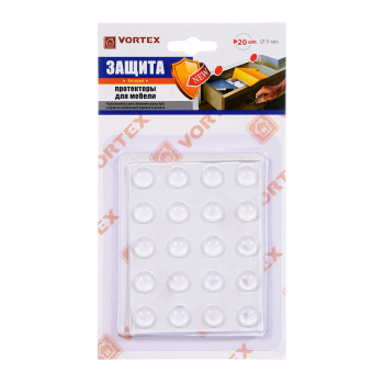 Протекторы для мебельных дверей и ящиков, прозрачный из ПВХ d9мм "VORTEX" (арт.26007)  *1/30