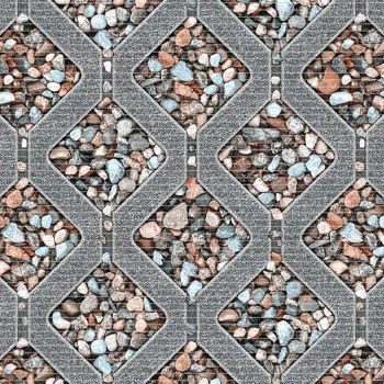 Коврик для ванной ПВХ шир. 65см х15м  "DEKOMARIN" 080A "Галька на сером" (Турция) *15