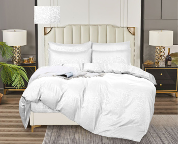 Постельное белье евро бамбук жаккрад Орхидея белый, наволочки 70*70см - 2шт *1