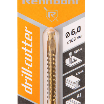 Сверло-фреза  6х103мм HSS-TIN хвостовик HEX1/4"Е6,3 (672206) Drill-cutter Rennbohr *1/400