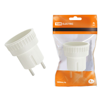 Переходник евро АДАПТЕР 6А 250В белый б/з TDM SQ1806-0023 *1/30