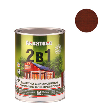 Защитно-декоративное покрытие 0.8 л для древесины АКВАТЕКС 2 в 1, алкидное, орех