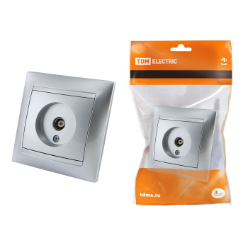 Розетка "Лама" СП 1-мест. серебряный металлик TV TDM SQ1815-0217 *10/120