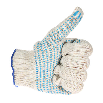 Перчатки ХБ с ПВХ НАБОР 10 пар: 10кл 4 нит 400гр, бел/син (арт.482 Р) Ladoni *1/50