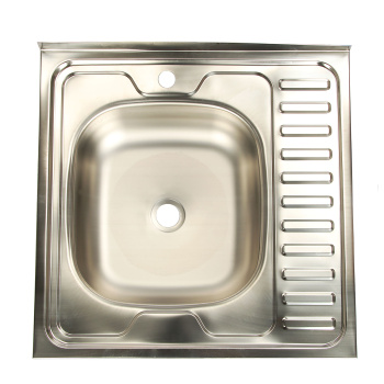 Мойка нерж.накладн.600х600х150мм 0,5 мм ЛЕВАЯ без сифона, выпуск 1 1/2" *1/18 Мойка нерж.накладн.600х600х150мм 0,5 мм ЛЕВАЯ без сифона, выпуск 1 1/2" *1/18