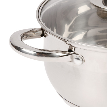 Кастрюля нерж. "Катунь" "Диана" 2,5л d18см термораспред. дно, Стекл. кр. KT01-D-22 *1/8