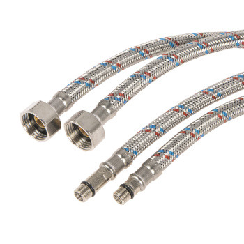 Шланг соединительный к смесителю 40 см нерж.сталь VALFEX М10*18-1/2" уп.2шт *1/100 Шланг соединительный к смесителю 40 см нерж.сталь VALFEX М10*18-1/2" уп.2шт *1/100