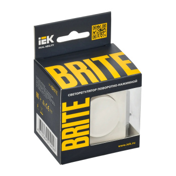 Светорегулятор  "BRITE" белый 600Вт поворотно-нажимной IEK BR-D20-0600-K01   *1/8/80