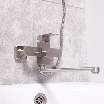 Смеситель универсальный "Potato" плоский излив с переключ. душа, нерж. сталь P22304S *1/10