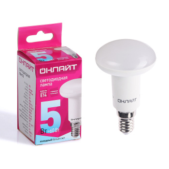 Лампа светодиодная ОНЛАЙТ, Е14, рефлектор R50, 5 Вт, 420 Лм, 4000 К, нейтральный белый
