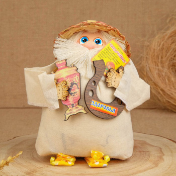 Оберег-домовой "Андрейка  с самоваром и подковой" 20х16х13 см МИКС 476666