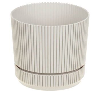 Кашпо пластм. "Стрип" 1,3л d верха 140мм h125мм с поддоном Кремовый М3246 ("М-Пластика") *1/12 Кашпо пластм. "Стрип" 1,3л d верха 140мм h125мм с поддоном Кремовый М3246 ("М-Пластика") *1/12