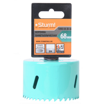 Коронка по металлу/дерево/пластик 68мм биметаллическая (1090-04-BI-68)  Sturm *1/10/40