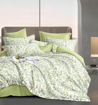 Постельное белье 1,5сп поплин на резинке Орхидея 6984, наволочки 70*70 - 2шт *1/4