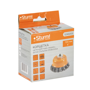 Щетка-насадка "чашка" для УШМ 100 мм STURM стальн. (арт. 5240203) *1/60