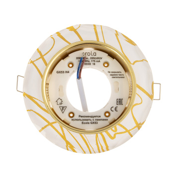 Светильник встраиваемый GX53 H4 LD5313 Ecola Glass Стек. Круг грань зол на бел.SG53RCECH *10/30