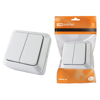 Выключатель "Ладога" ОП 2кл. белый 10А IP20 TDM SQ1801-0003 *10/200