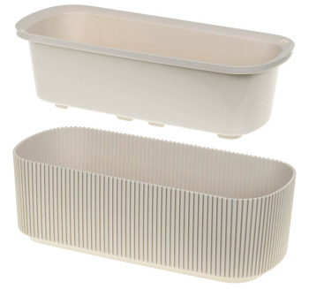 Кашпо пластм. "Стрип" 1,7л 290х130мм h92мм со вставкой Кремовый М3251 ("М-Пластика") *1/9 Кашпо пластм. "Стрип" 1,7л 290х130мм h92мм со вставкой Кремовый М3251 ("М-Пластика") *1/9