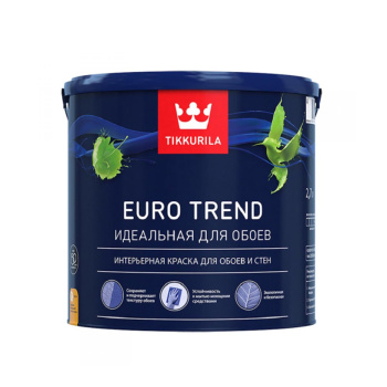 Краска интерьерная 2.7 л для обоев и стен Tikkurila Euro Trend, белая база А, матовая