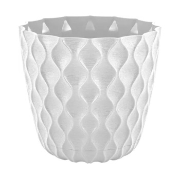 Кашпо пластм. "Wave"  1,4л d верха 145мм h132мм с поддоном Белоснежный жасмин IG650110048 *1/10