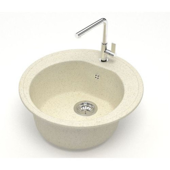 Мойка из искусственного камня круглая бежевая матовая AGATA 3/Q2 (510 мм) *1