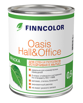 Краска акриловая 0.9 л для стен и потолков FINNCOLOR Oasis Hall&Office, белая база А, глубокоматовая