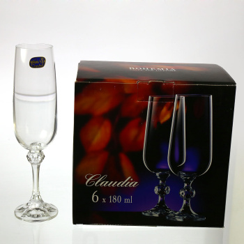 Набор бокалов для шампанского 180 мл Crystalex Bohemia Джулия, 6 шт., стекло Набор бокалов для шампанского 180 мл Crystalex Bohemia Джулия, 6 шт., стекло