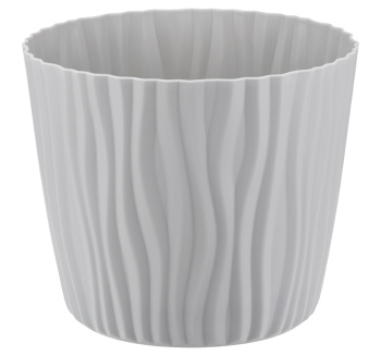 Кашпо пластм. "Волна" 2.0л d верха 160мм h135мм с съем дрен.решеткой Серый М3188 ("М-П.")*1/12