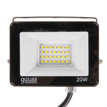 Прожектор светодиодный 20Вт 6,5К IP65 холодный 1750Лм PROMO черный Elementary 613100320P *1/60