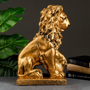 Фигура "Лев сидя с шаром" бронза 29х18х45см   3967682