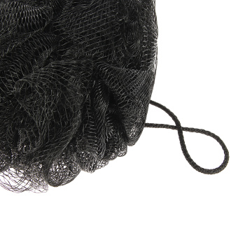 Мочалка-бант для душа нейлон D14см Бант черный, 54г ЕВРОХАУС  *10/50