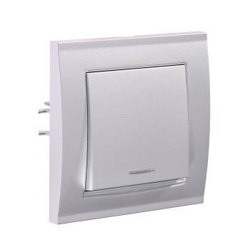 Выключатель Бриллиант СП 1кл. серебро с подстветкой 10А IP20 UNIVersal 7949643